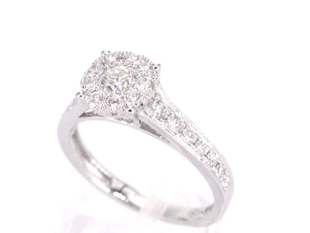 Witgouden entourage ring met briljant geslepen diamanten 1.00 carat - afbeelding 6 van  10