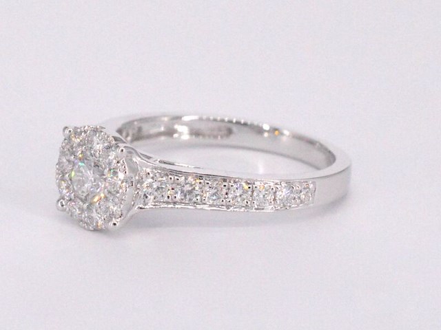 Witgouden entourage ring met briljant geslepen diamanten 1.00 carat - afbeelding 10 van  11