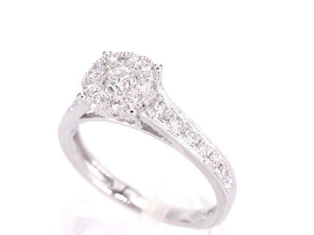 Witgouden entourage ring met briljant geslepen diamanten 1.00 carat - afbeelding 8 van  12