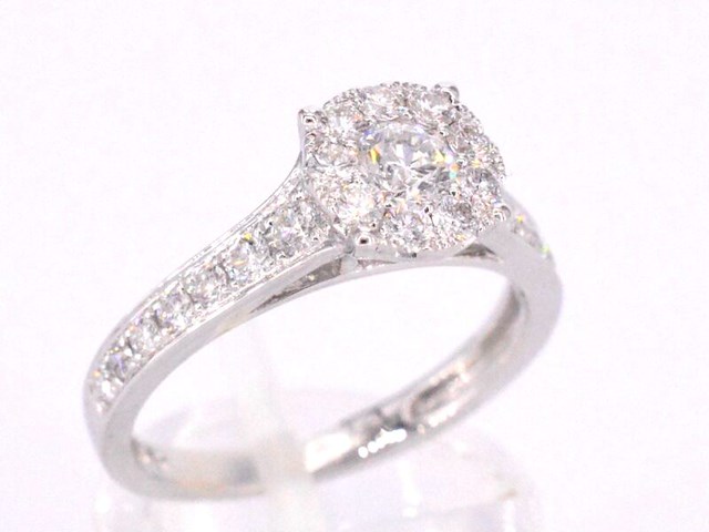 Witgouden entourage ring met briljant geslepen diamanten 1.00 carat - afbeelding 9 van  12