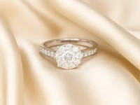 Witgouden entourage ring met briljant geslepen diamanten 1.00 carat - afbeelding 2 van  12