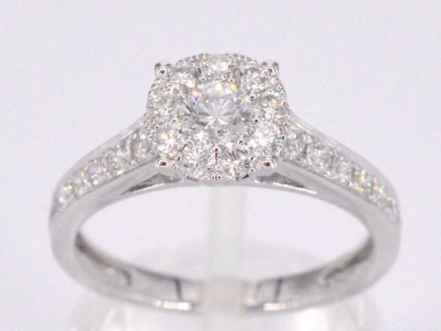 Witgouden entourage ring met briljant geslepen diamanten 1.00 carat - afbeelding 1 van  12