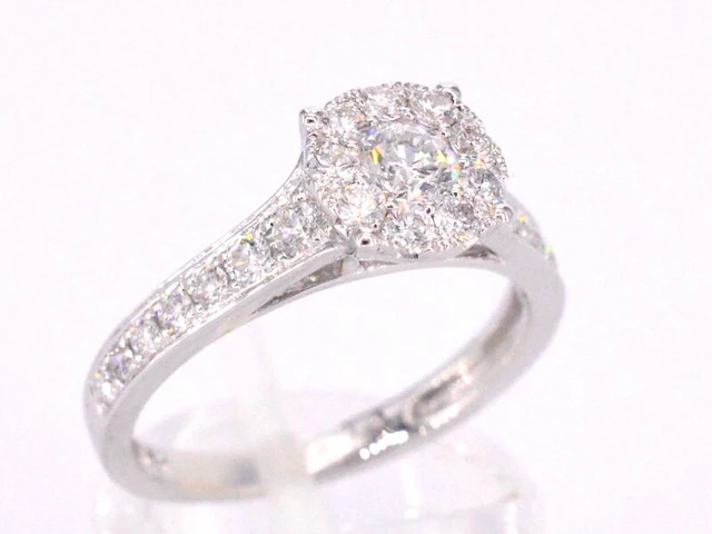 Witgouden entourage ring met briljant geslepen diamanten 1.00 carat - afbeelding 8 van  12