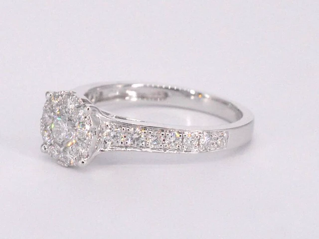 Witgouden entourage ring met briljant geslepen diamanten 1.00 carat - afbeelding 11 van  12