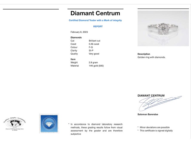 Witgouden entourage ring met briljant geslepen diamanten - afbeelding 3 van  6