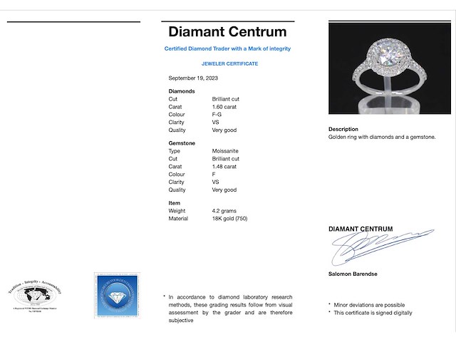 Witgouden entourage ring met diamanten en een briljant - afbeelding 4 van  10
