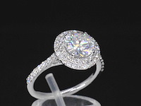 Witgouden entourage ring met diamanten en een briljant - afbeelding 5 van  10