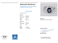 Witgouden entourage ring met diamanten en saffier - afbeelding 4 van  10