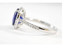 Witgouden entourage ring met diamanten en saffier - afbeelding 5 van  8