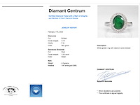 Witgouden entourage ring met diamanten en smaragd - afbeelding 3 van  9