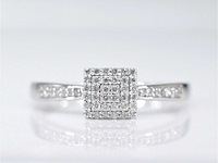 Witgouden entourage ring met diamanten - afbeelding 7 van  8