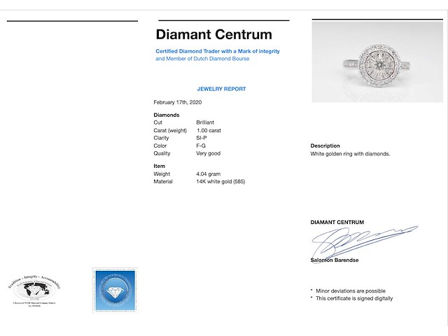 Witgouden entourage ring met diamanten - afbeelding 3 van  6