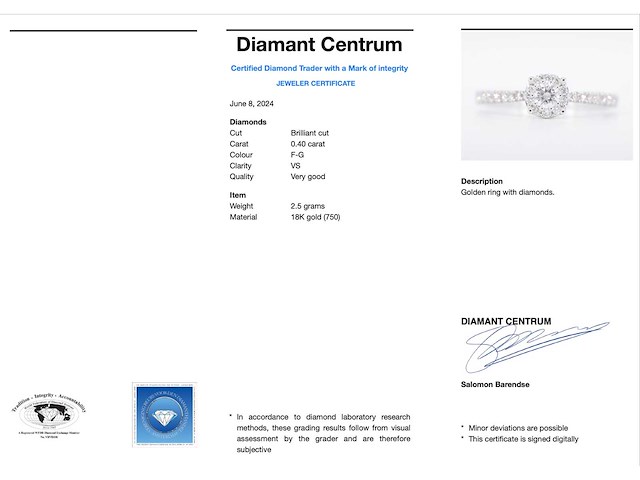 Witgouden entourage ring met diamanten - afbeelding 3 van  6
