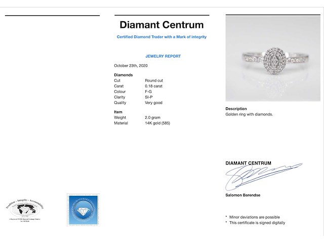 Witgouden entourage ring met diamanten - afbeelding 2 van  6