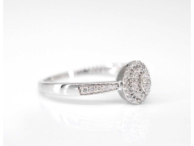 Witgouden entourage ring met diamanten - afbeelding 4 van  6