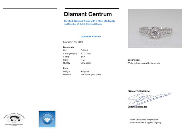 Witgouden entourage ring met diamanten - afbeelding 3 van  5