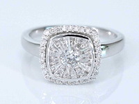Witgouden entourage ring met diamanten - afbeelding 1 van  2
