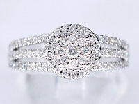 Witgouden entourage ring met diamanten - afbeelding 1 van  9