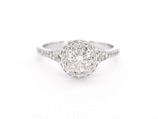 Witgouden entourage ring met diamanten - afbeelding 8 van  11