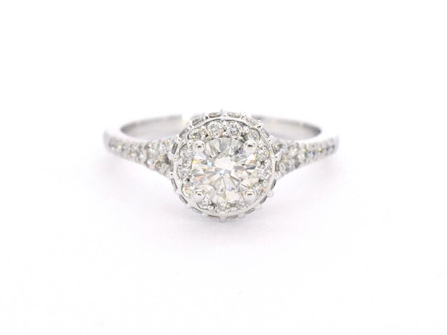 Witgouden entourage ring met diamanten - afbeelding 8 van  11