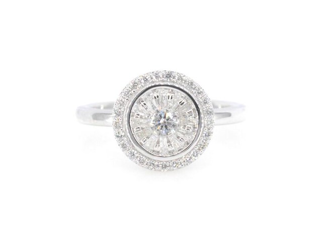 Witgouden entourage ring met diamanten - afbeelding 5 van  8