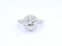 Witgouden entourage ring met een briljant geslepen diamant 2.00 carat - afbeelding 8 van  11