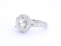 Witgouden entourage ring met een briljant geslepen diamant 2.00 carat - afbeelding 10 van  11