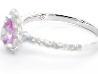 Witgouden entourage ring met een roze saffier - afbeelding 7 van  8