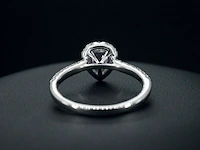 Witgouden entourage ring met een roze saffier - afbeelding 5 van  7