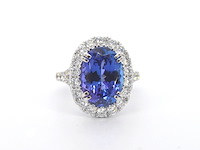 Witgouden entourage ring met een tanzaniet van 7.00 carat - afbeelding 9 van  13