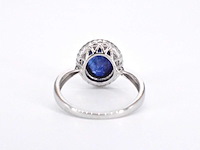 Witgouden entourage ring met natuurlijke diamanten en saffier - afbeelding 9 van  11