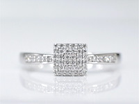 Witgouden entourage ring met natuurlijke diamanten - afbeelding 6 van  9