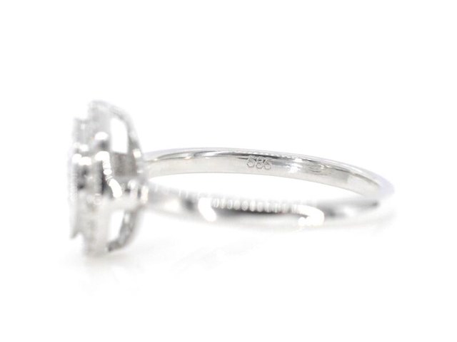 Witgouden entourage ring met natuurlijke diamanten - afbeelding 6 van  8
