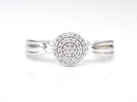 Witgouden entourage ring met natuurlijke diamanten - afbeelding 6 van  9