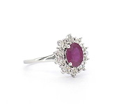 Witgouden entourage ring met robijn en diamanten - afbeelding 5 van  8