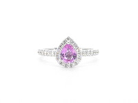 Witgouden entourage ring met roze saffier - afbeelding 6 van  8