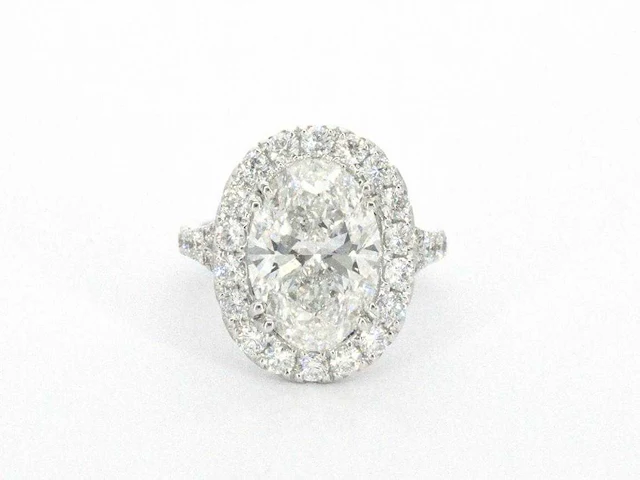 Witgouden entourage ring ovaal 5.00 ct igi - afbeelding 5 van  9