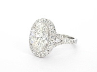 Witgouden entourage ring ovaal diamant 5.00 carat - afbeelding 4 van  9