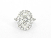 Witgouden entourage ring ovaal diamant 5.00 carat - afbeelding 6 van  9