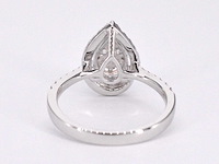 Witgouden entourage ring pear shape diamant - afbeelding 10 van  10