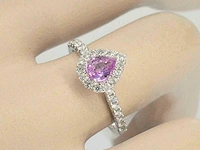 Witgouden entourage ring saffier 0.50 ct - afbeelding 2 van  9
