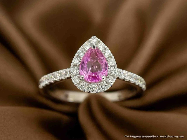 Witgouden entourage ring saffier 0.50 ct - afbeelding 3 van  9
