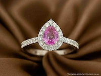 Witgouden entourage ring saffier 0.50 ct - afbeelding 3 van  9