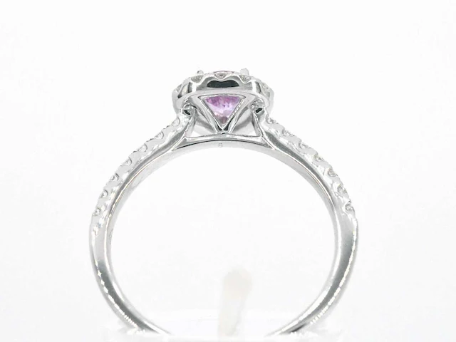 Witgouden entourage ring saffier 0.50 ct - afbeelding 7 van  9