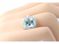 Witgouden entourage ring topaas diamant - afbeelding 2 van  8
