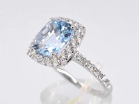 Witgouden entourage ring topaas diamant - afbeelding 4 van  8