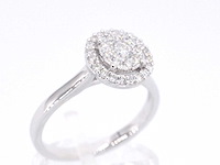 Witgouden entourage ring vol gezet met diamanten - afbeelding 6 van  10