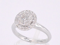 Witgouden entourage ring vol gezet met diamanten - afbeelding 7 van  12