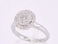 Witgouden entourage ring vol gezet met diamanten - afbeelding 7 van  12