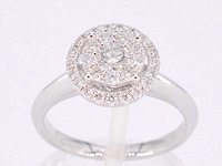 Witgouden entourage ring volledig bezet met diamanten - afbeelding 1 van  10